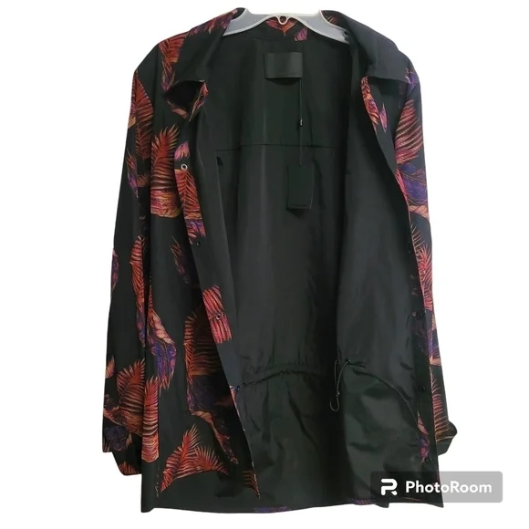 Alexander Wang‎ Black And Red Leaf Print Snap Button Jacket Size EU 48